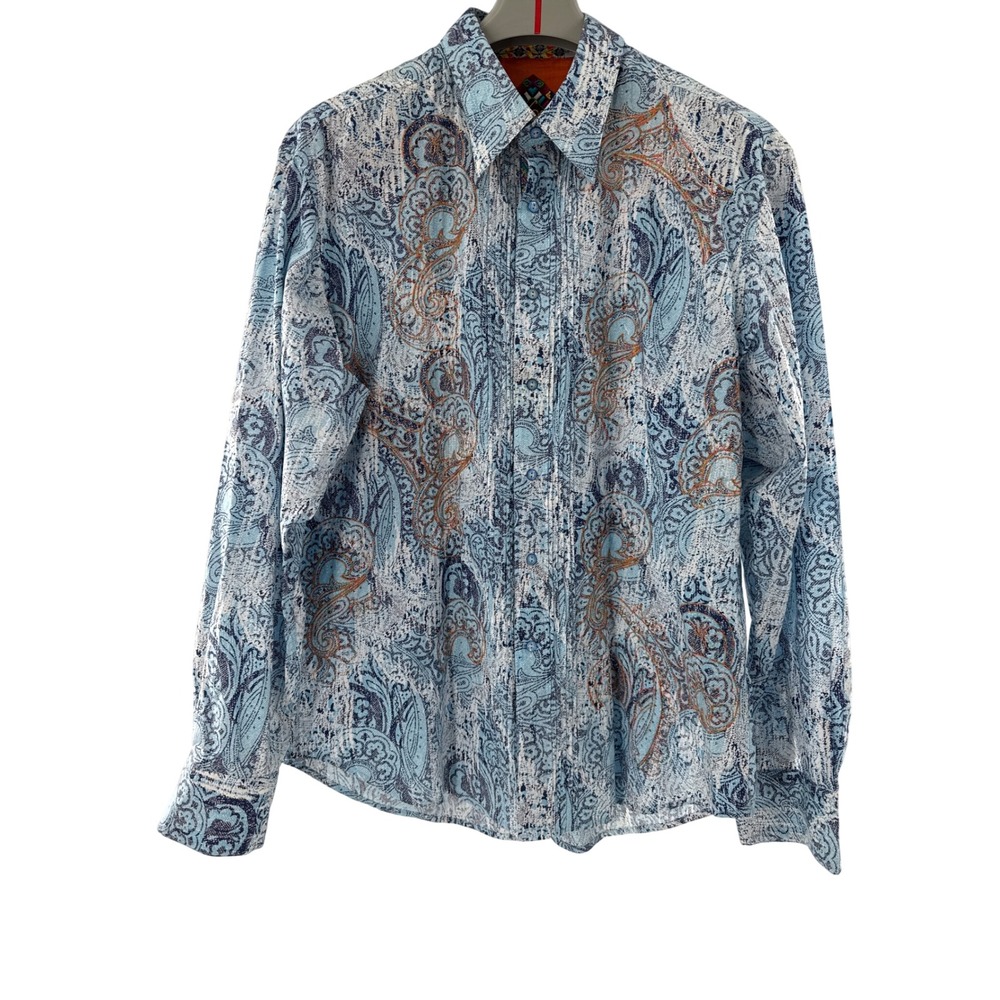 Robert Graham Suge Knight Blue Paisley Flip Cuff Shirt XL‎